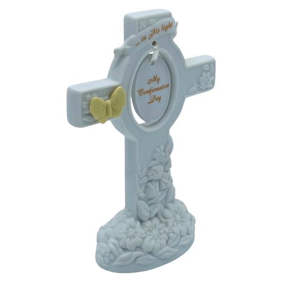 Musical Confirmation Day Cross In His Light Ceramic Butterfly Enesco POSSESSED - Picture 9 of 15